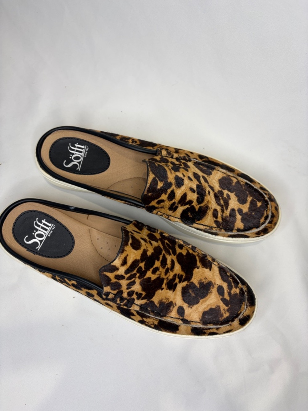 Sofft Leopard Print Cow Hair Leather Slip-On Mules Women’s 8.5 - Picture 3 of 8